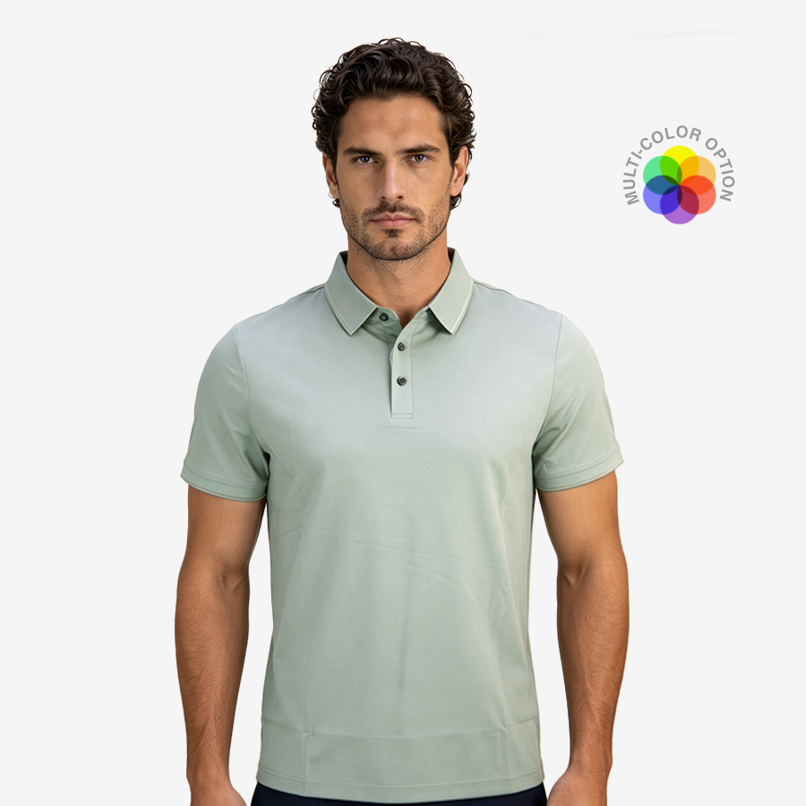 Gadz Men’s Textured-Knit Polo T-Shirt – Ice-Silk Cooling & Stretch-Enhanced-103790